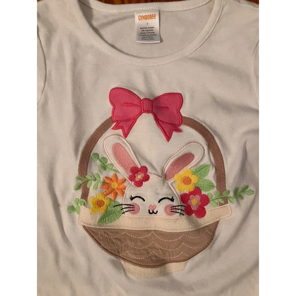NWT‎ Gymboree Easter Shirt Sz 7 White  W/Embroidered Egg Basket Top T Shirt
